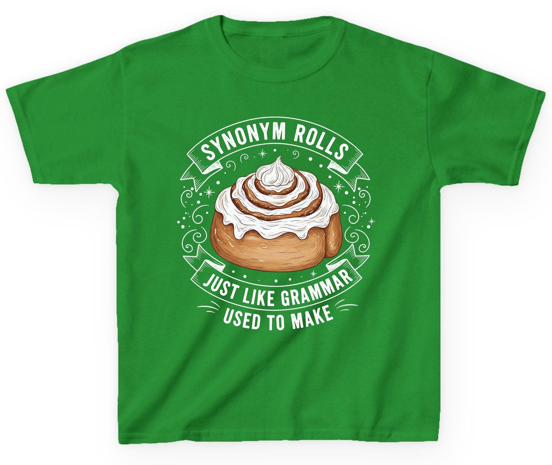 Synonym Rolls Just Like Grammar Used to Make grammar pun Youth T-Shirt Irish Green product mockup