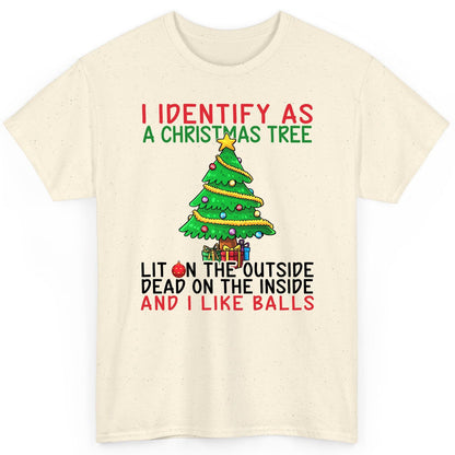 I Identify as a Christmas Tree and I Like Balls Christmas humor T-Shirt Natural product mockup