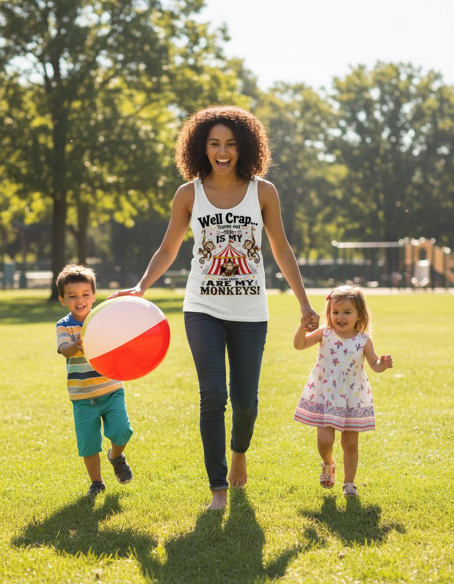 Turns Out This IS MY CIRCUS and Those ARE MY Monkeys Tank Top - lifestyle model mockup - White
