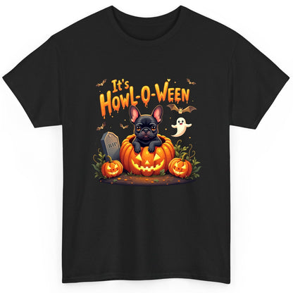It's Howl-O-Ween french bulldog T-Shirt Black product mockup