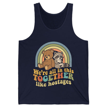 We're All in This Together Like Hostages sarcastic humor Tank Top Navy product mockup