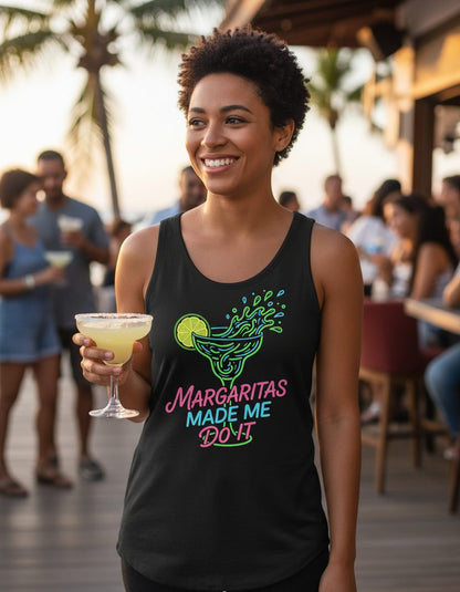 Margaritas Made Me Do It Funny Margarita Cocktail Tank Top - lifestyle model mockup - Black