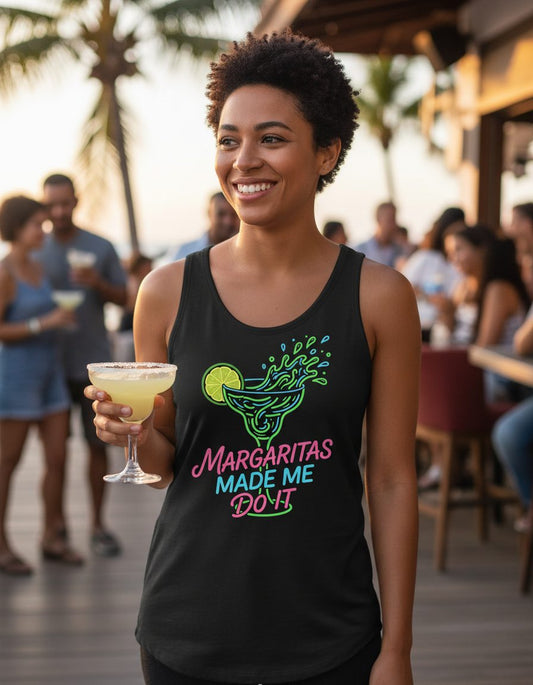 Margaritas Made Me Do It Funny Margarita Cocktail Tank Top - lifestyle model mockup - Black