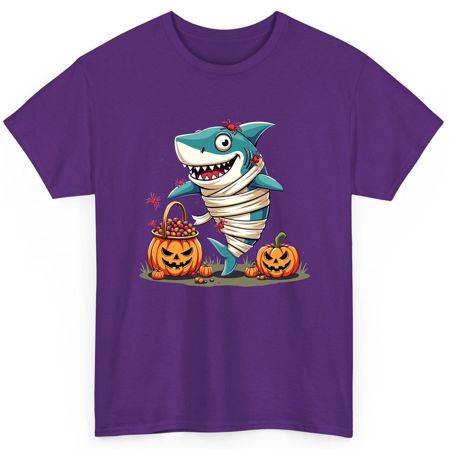 Mummy Shark Halloween shark T-Shirt Purple product mockup
