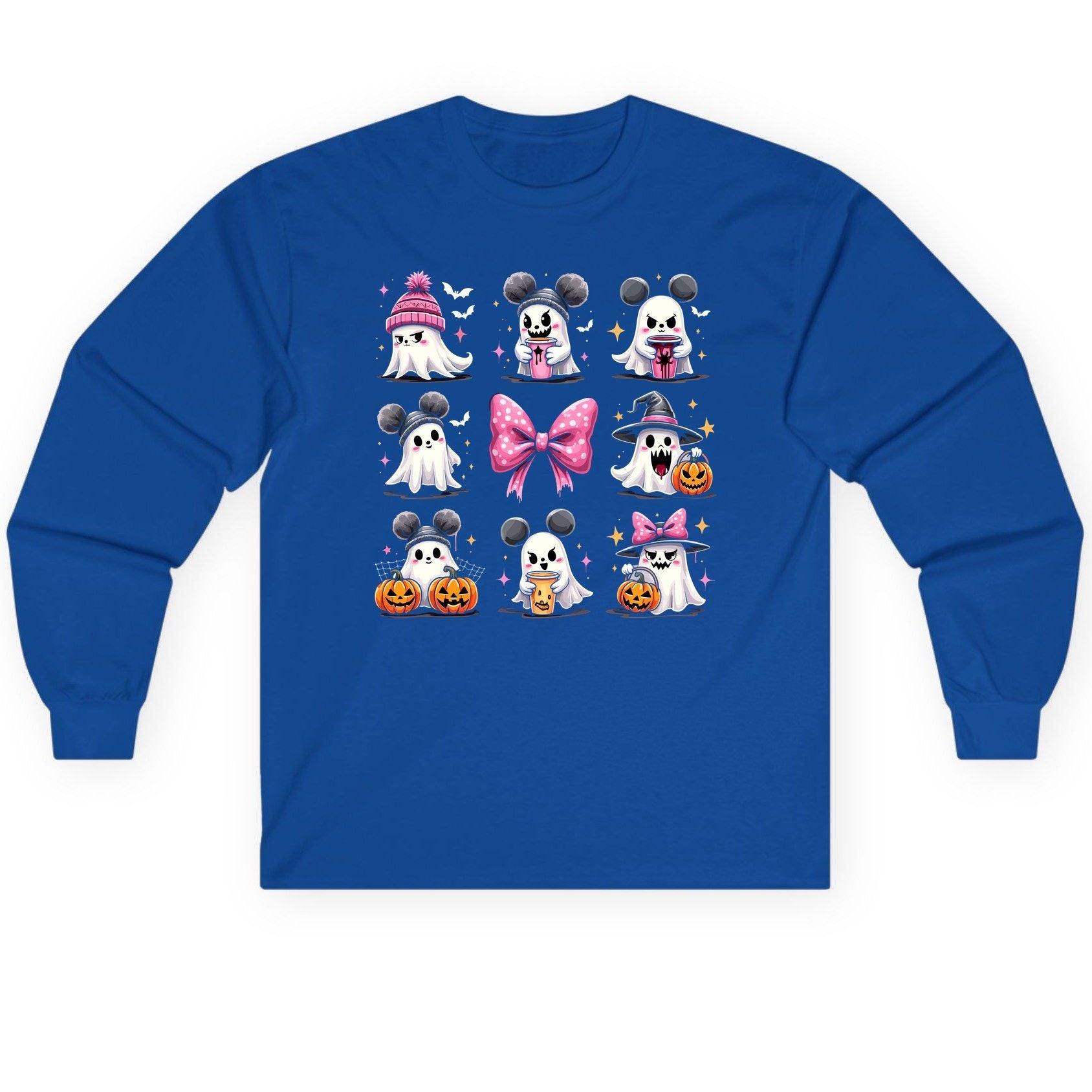 Cute Pink Halloween Ghosts Halloween ghosts Long Sleeve Tee Royal product mockup