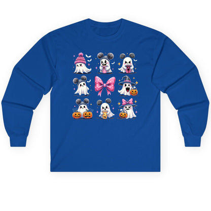 Cute Pink Halloween Ghosts Halloween ghosts Long Sleeve Tee Royal product mockup