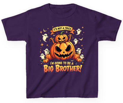 It's Not a Trick I'm Going to Be a Big Brother! Halloween big brother announcement Youth T-Shirt Purple product mockup