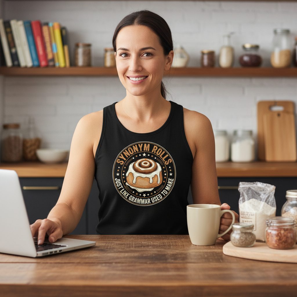 Synonym Rolls Just Like Grammar Used to Make grammar puns Tank Top Black lifestyle mockup
