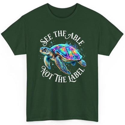 See the Able Not the Label Autism Awareness T-Shirt - product mockup - Forest Green