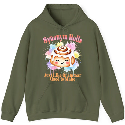 Synonym Rolls Just Like Grammar Used to Make grammar pun Hoodie Military Green product mockup
