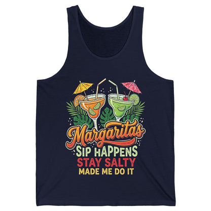 Margaritas Sip Happens Stay Salty Made Me Do It Tank Top - product mockup - Navy