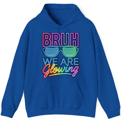 BRUH WE ARE Glowing Neon Party Hoodie Royal product mockup
