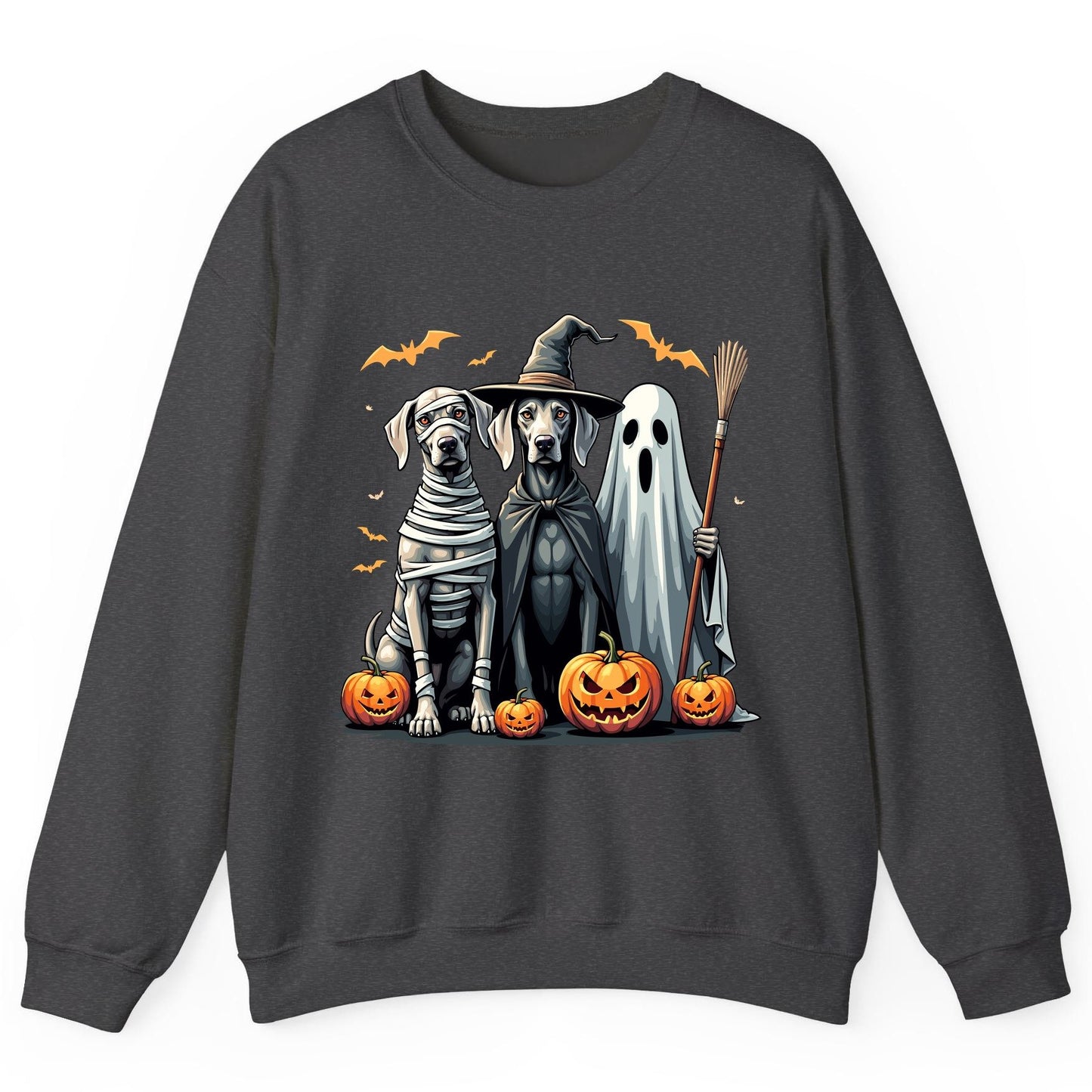 Halloween Weimaraner Dogs Halloween weimaraner dogs Sweatshirt Dark Heather product mockup