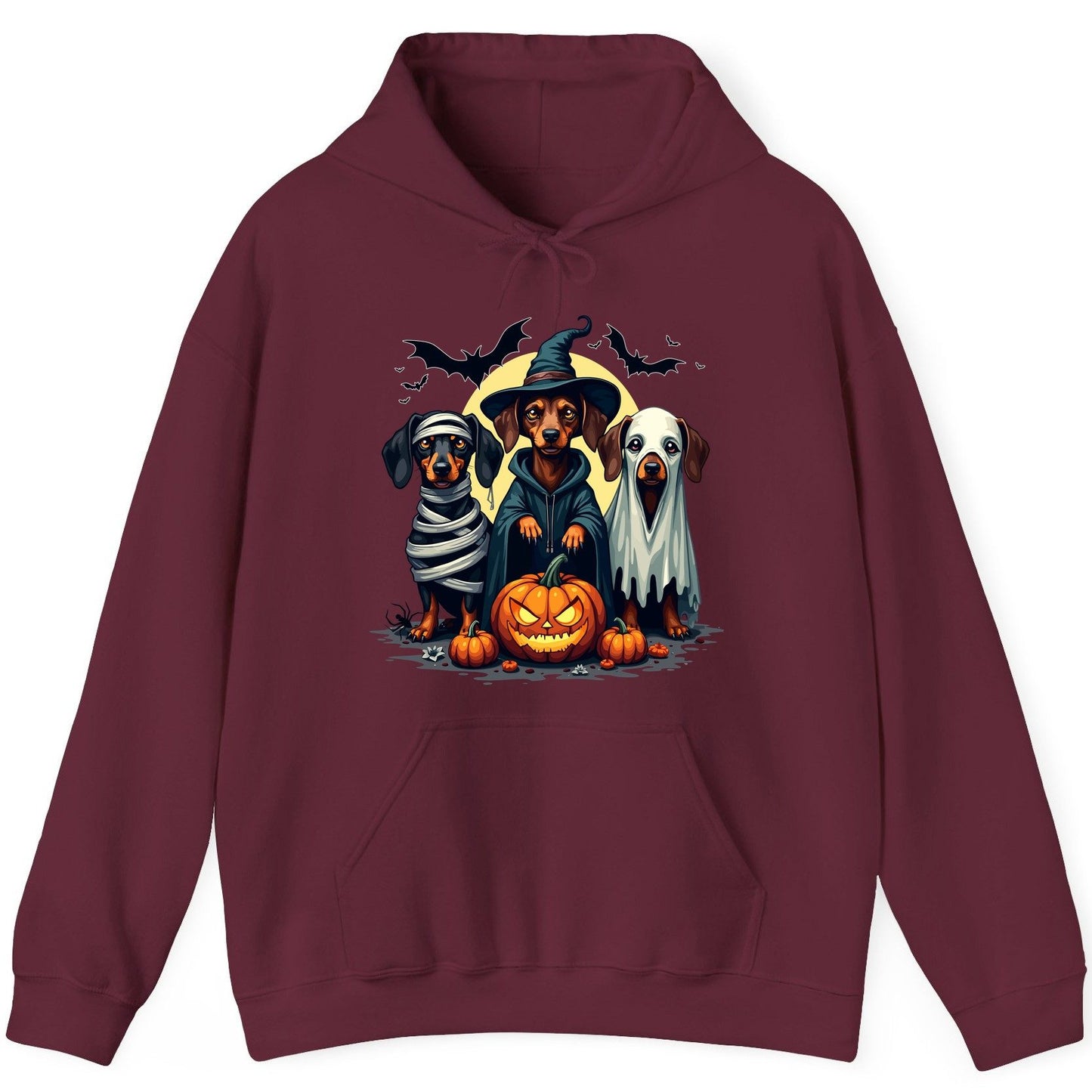 Dachshund Halloween Costumes dachshunds Hoodie Maroon product mockup