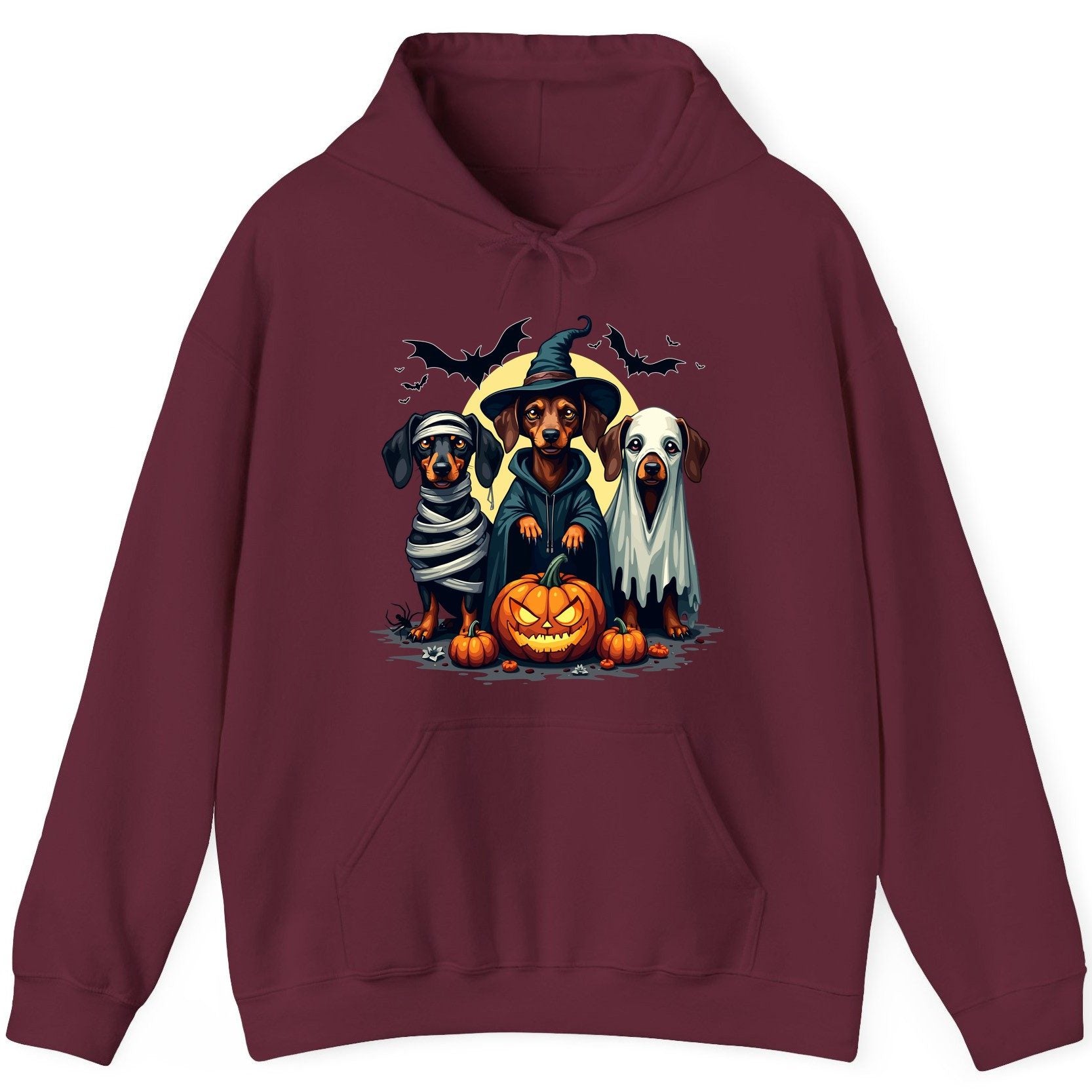 Dachshund Halloween Costumes dachshunds Hoodie Maroon product mockup