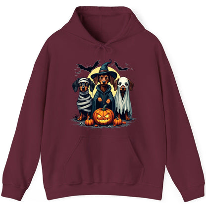Dachshund Halloween Costumes dachshunds Hoodie Maroon product mockup