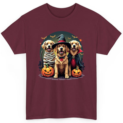 Golden Retriever Halloween Trio golden retriever T-Shirt Maroon product mockup