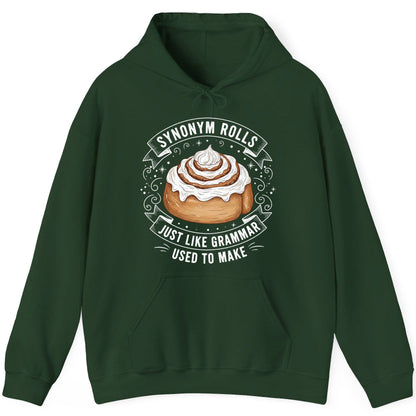 Synonym Rolls Just Like Grammar Used to Make grammar pun Hoodie Forest Green product mockup