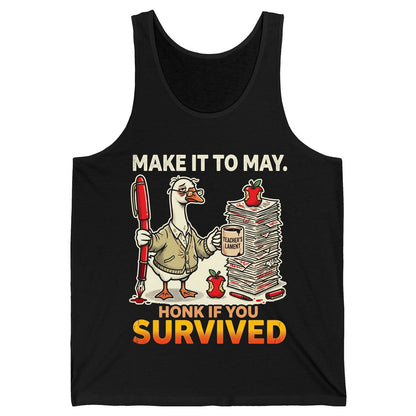 Make It to May Honk If You Survived Funny Teacher Humor Tank Top - product mockup - Black