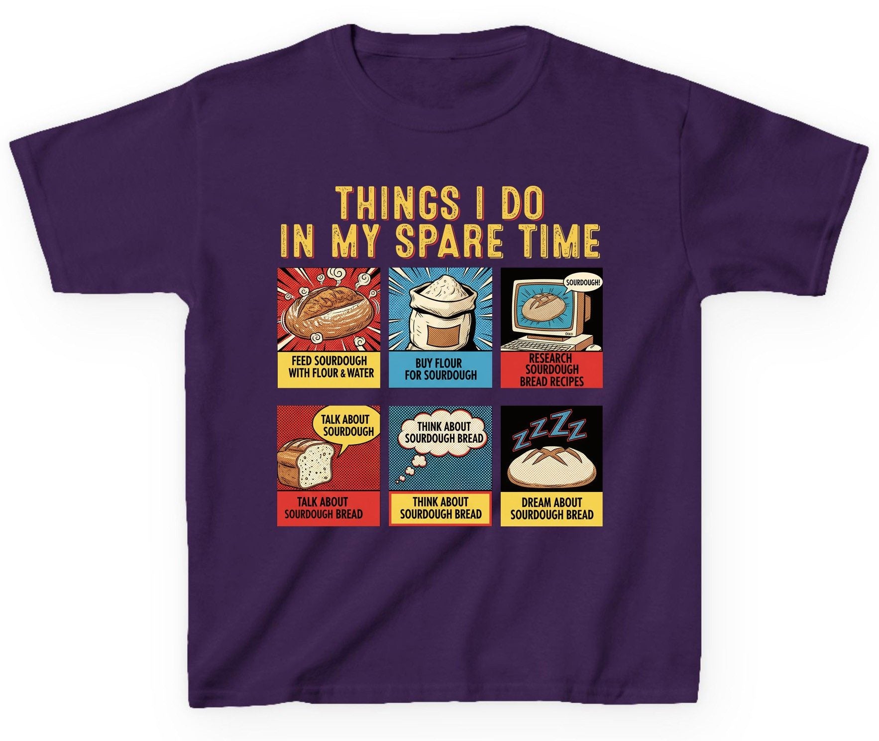 Things I Do in My Spare Time sourdough bread baking Youth T-Shirt Purple product mockup
