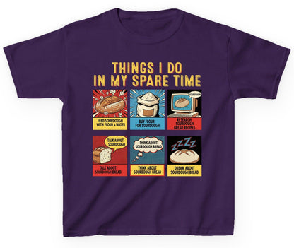 Things I Do in My Spare Time sourdough bread baking Youth T-Shirt Purple product mockup