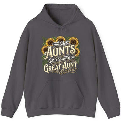 The Best AUNTS Get Promoted to GREAT AUNT Retro Hoodie - product mockup - Charcoal