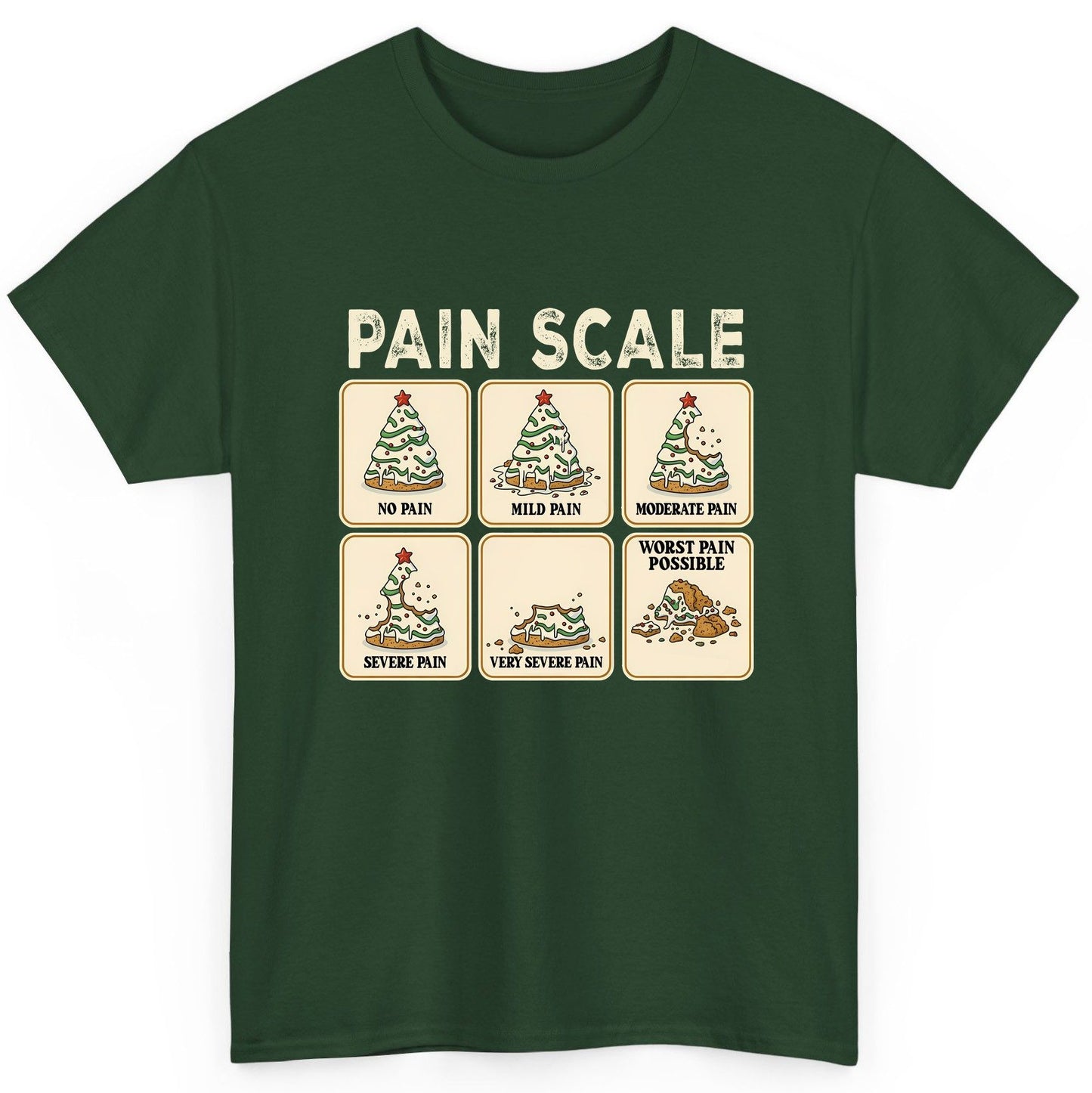 Pain Scale Christmas cookie pain scale T-Shirt Forest Green product mockup