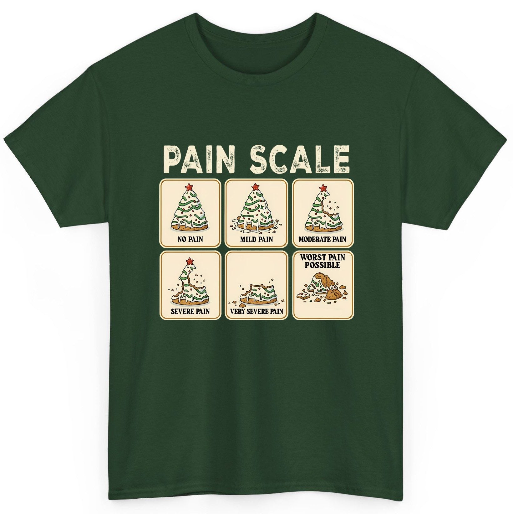 Pain Scale Christmas cookie pain scale T-Shirt Forest Green product mockup
