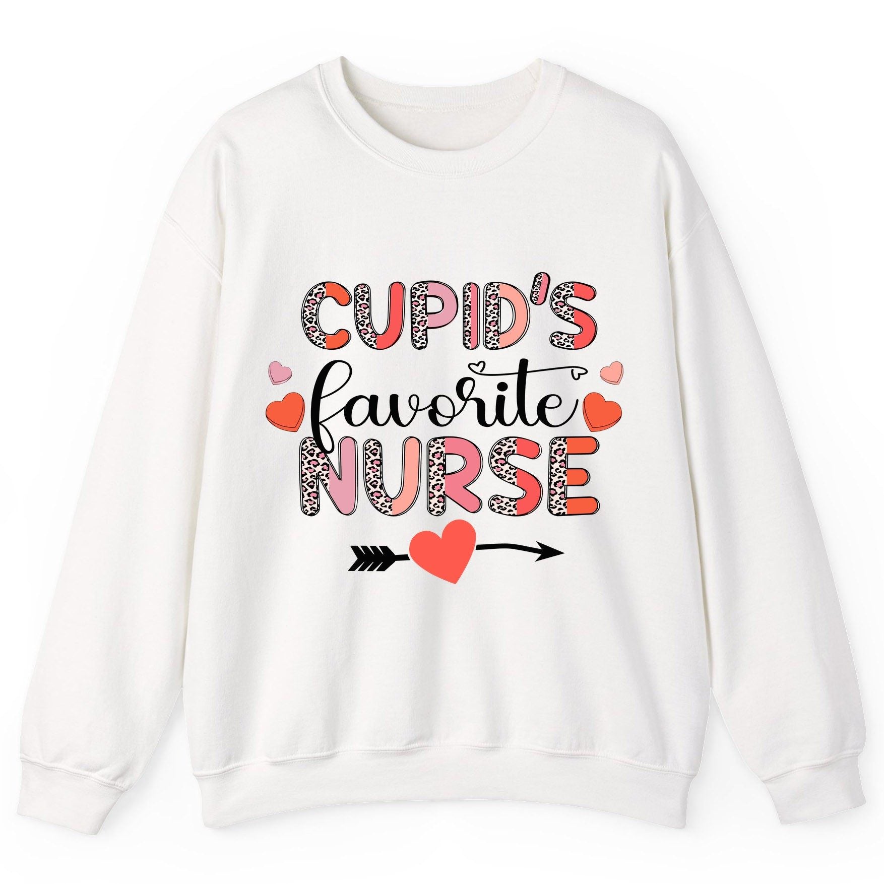 Cupid's Favorite Nurse nurse Sweatshirt White product mockup