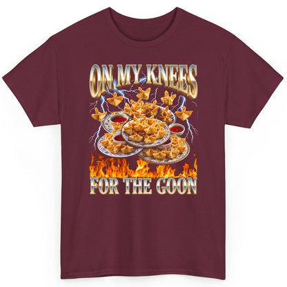 On My Knees for the Goon crab rangoon T-Shirt Maroon product mockup