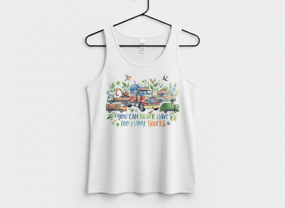 You Can Never Have Too Many Trucks Watercolor Design Tank Top - White