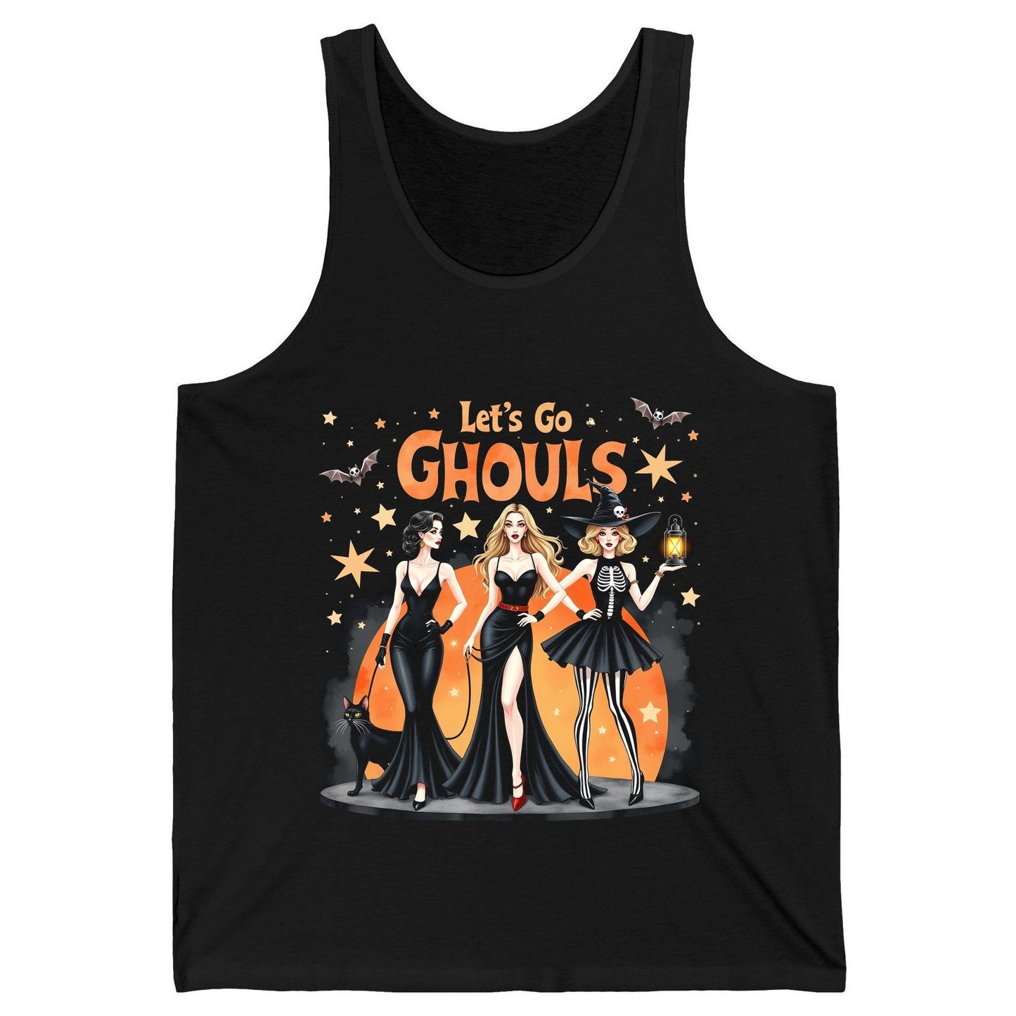 Let's Go Ghouls Halloween women Tank Top Black product mockup