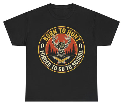 Born to Hunt Forced to Go to School hunting Youth T-Shirt Black product mockup