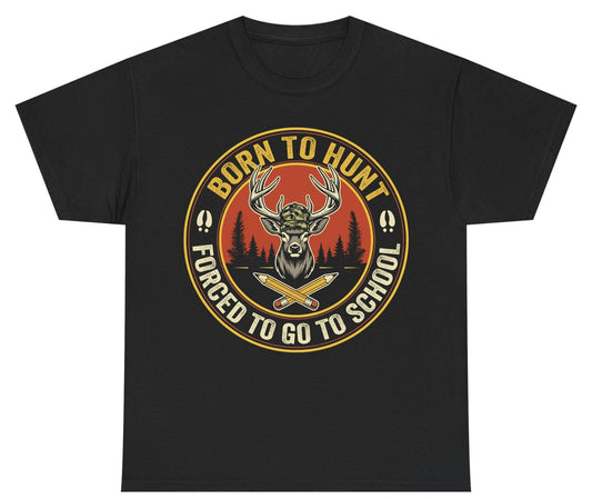 Born to Hunt Forced to Go to School hunting Youth T-Shirt Black product mockup