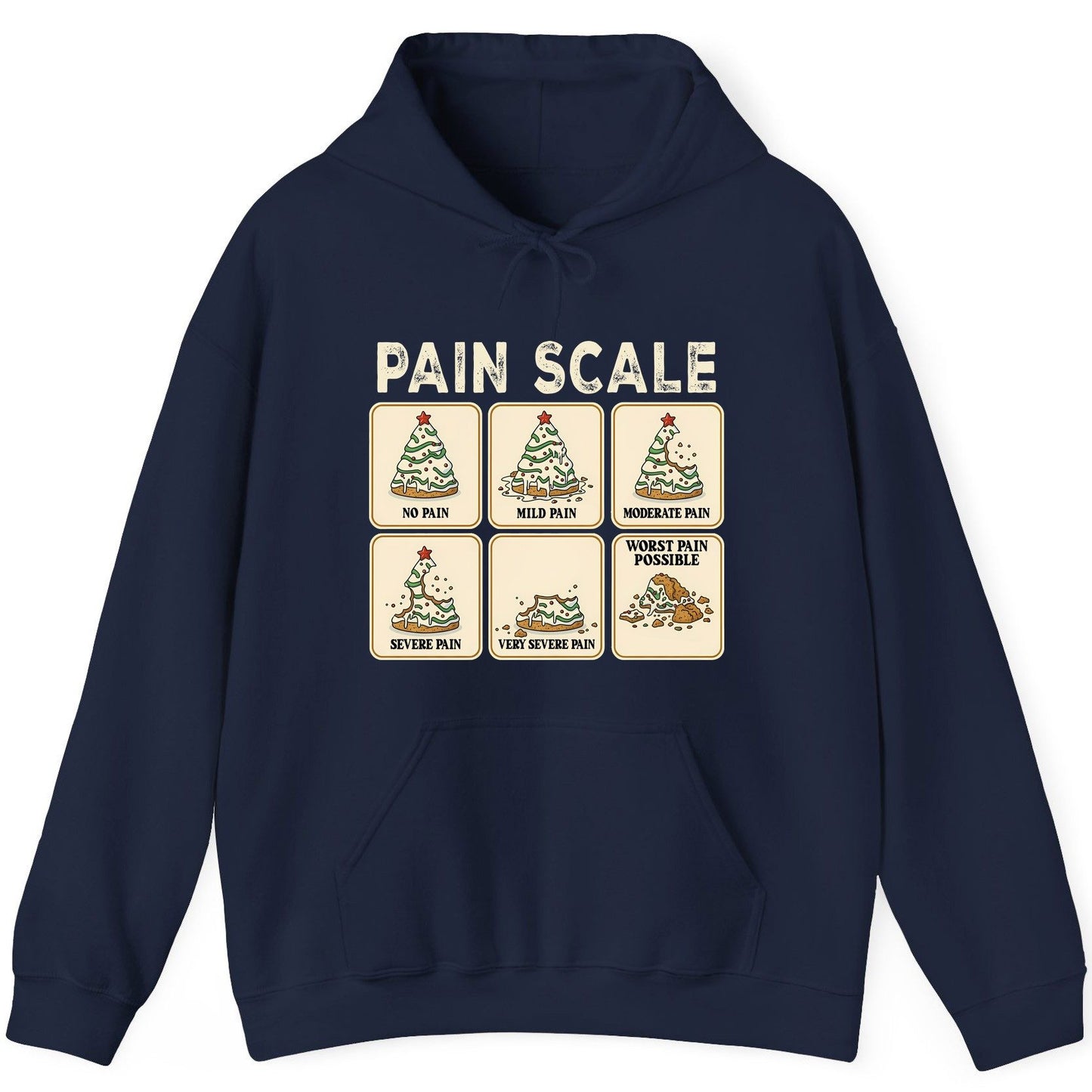 Pain Scale Christmas cookie pain scale Hoodie Navy product mockup