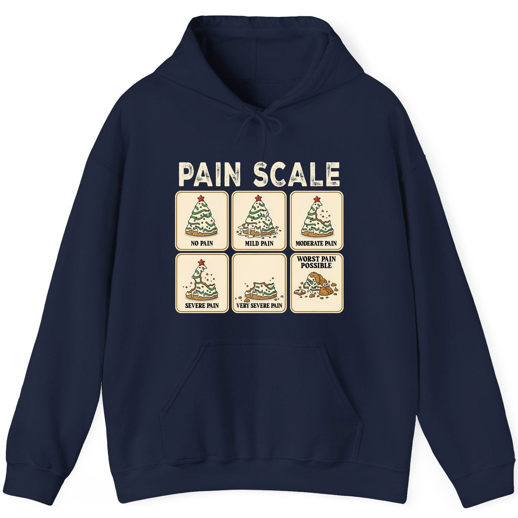 Pain Scale Christmas cookie pain scale Hoodie Navy product mockup