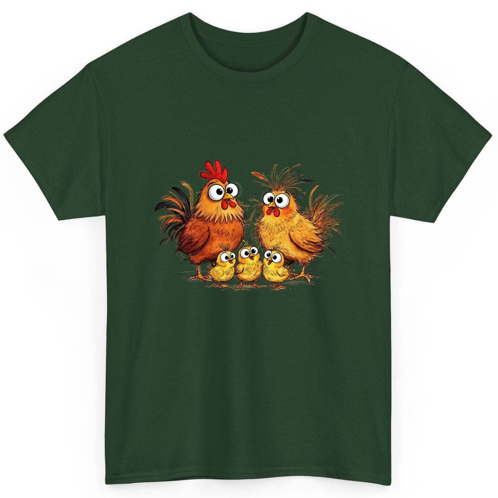 Funny Chicken Family chicken family T-Shirt Forest Green product mockup