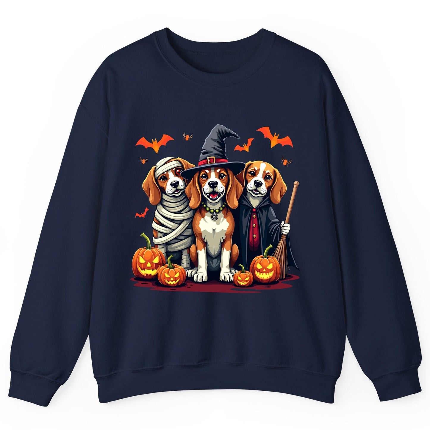 Halloween Beagles Costume beagles in Halloween costumes Sweatshirt Navy product mockup