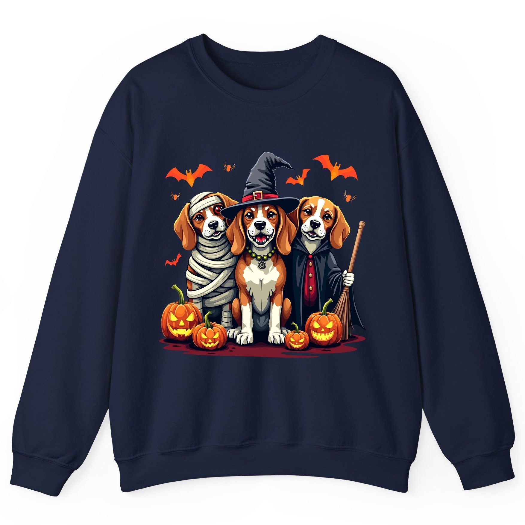 Halloween Beagles Costume beagles in Halloween costumes Sweatshirt Navy product mockup