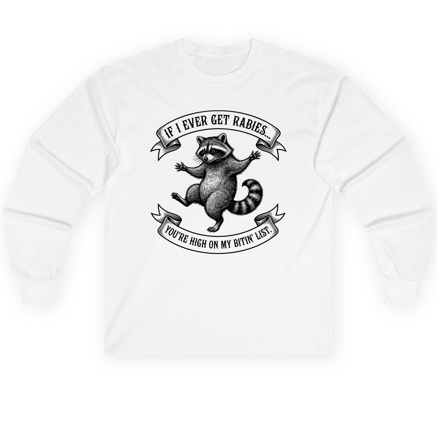Subtle Raccoon Sketch raccoon Long Sleeve Tee White product mockup