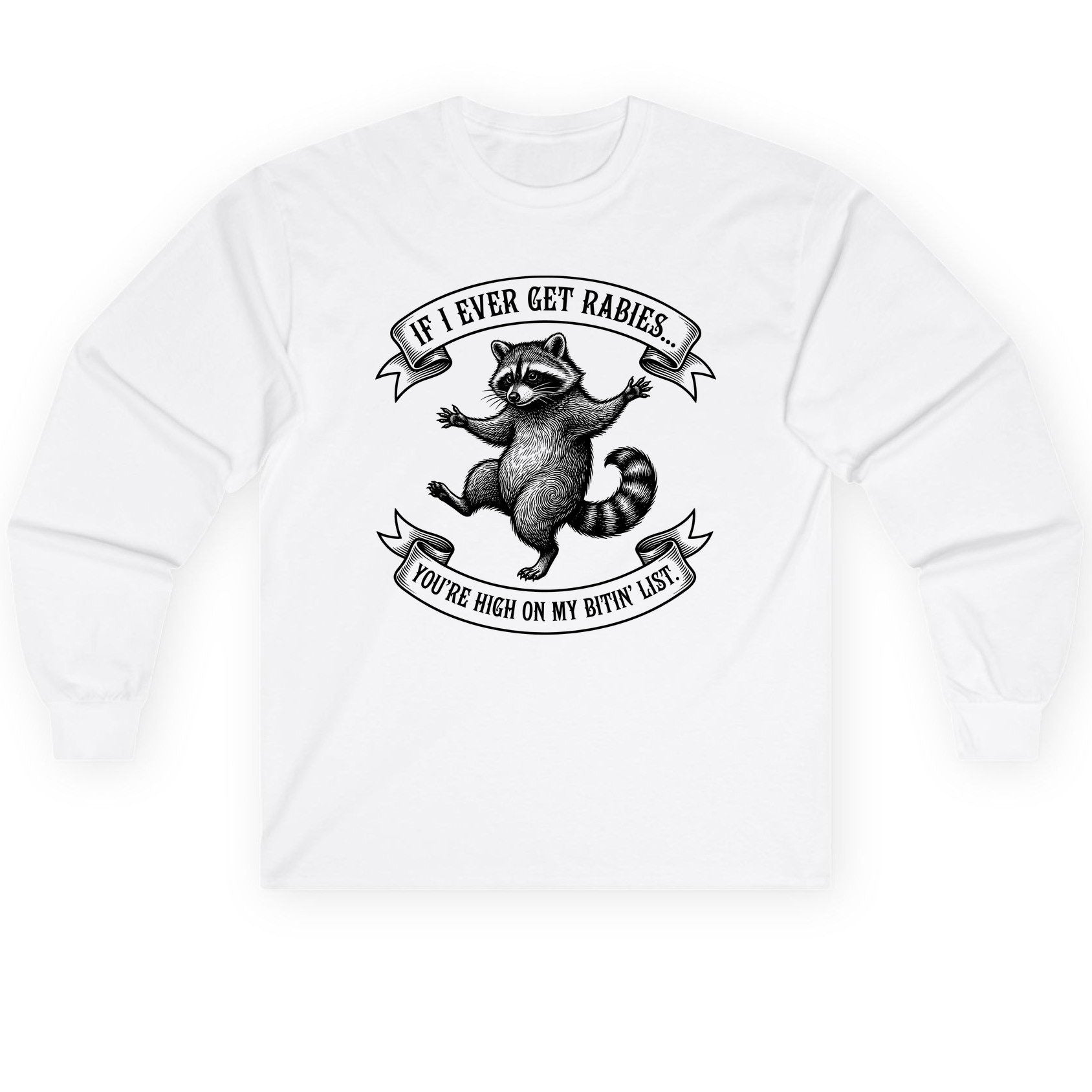 Subtle Raccoon Sketch raccoon Long Sleeve Tee White product mockup