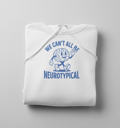 We Can't All Be Neurotypical Retro Cartoon Brain Hoodie - White