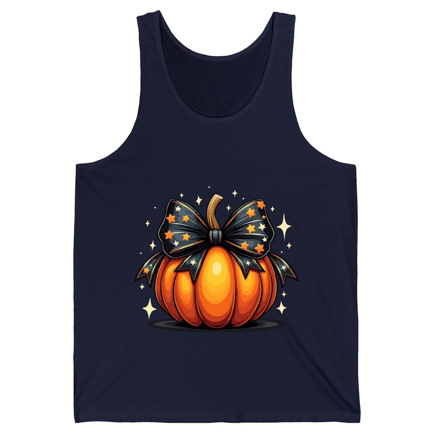 Starry Bow Pumpkin Halloween pumpkin Tank Top Navy product mockup
