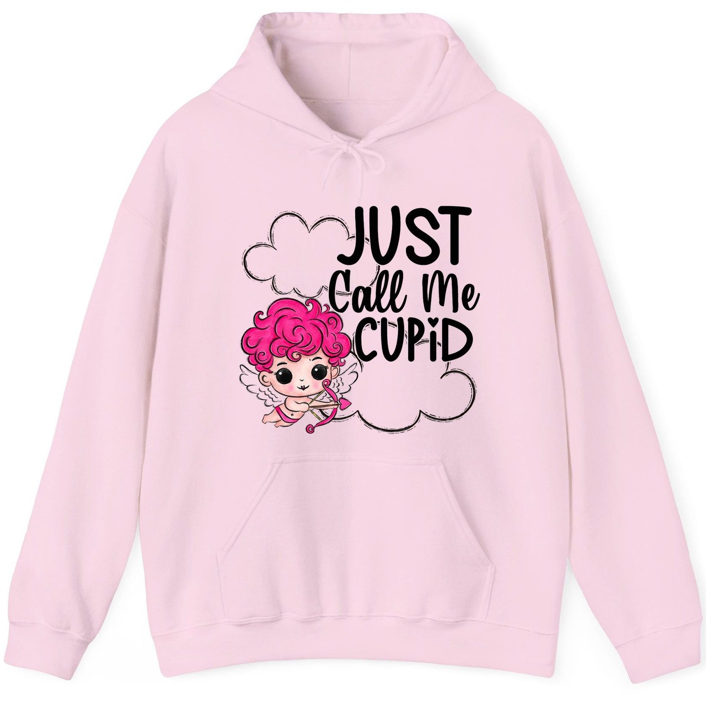 Just Call Me Cupid cupid Hoodie Light Pink product mockup