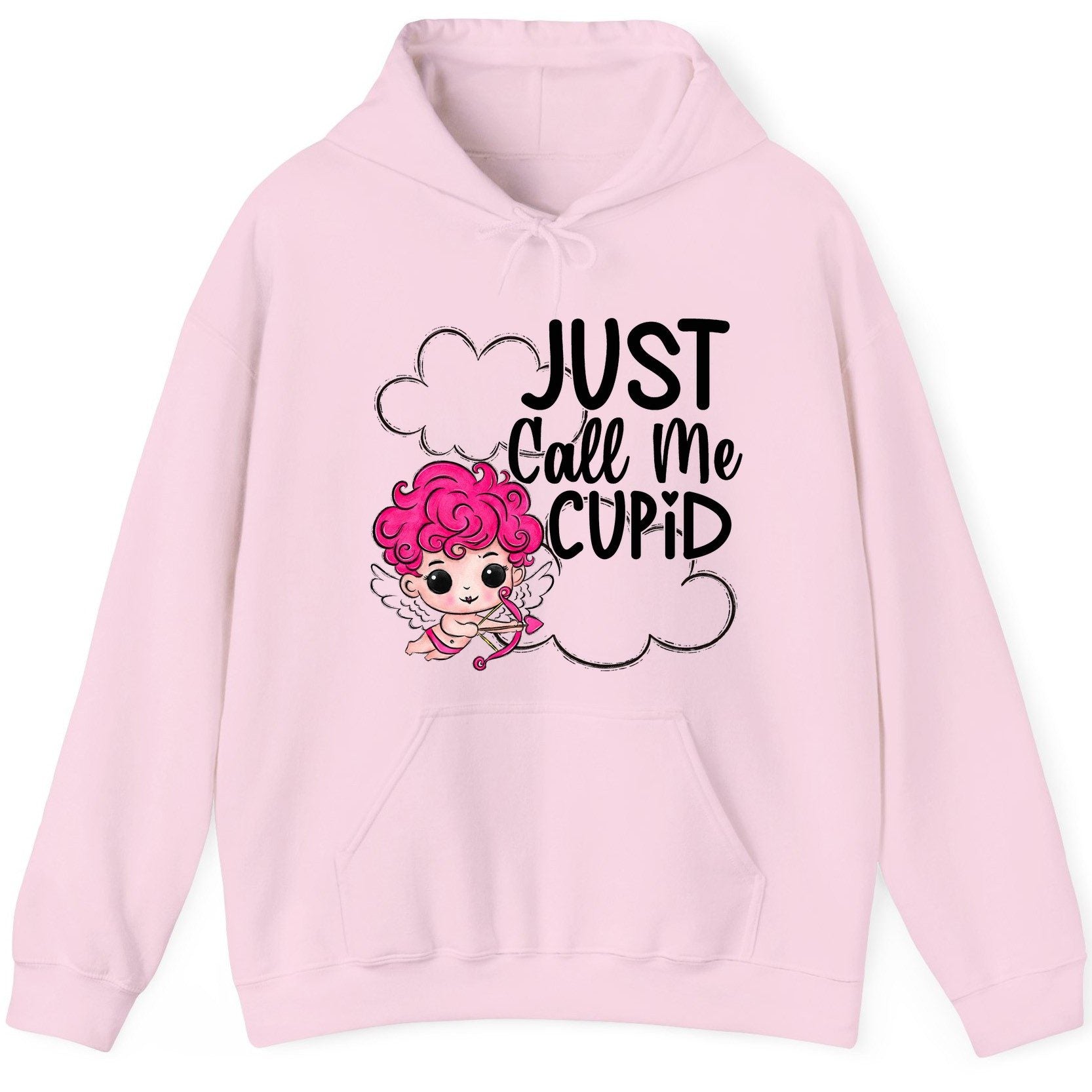 Just Call Me Cupid cupid Hoodie Light Pink product mockup
