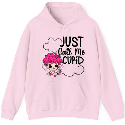 Just Call Me Cupid cupid Hoodie Light Pink product mockup