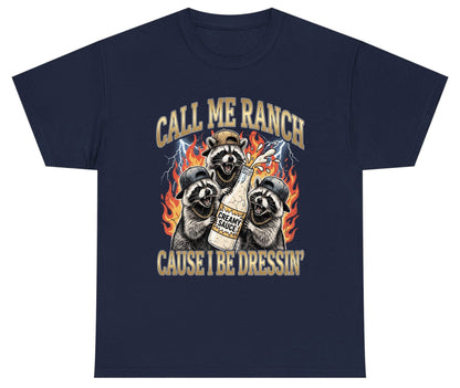 Call Me Ranch Cause I Be Dressin' raccoons Youth T-Shirt Navy product mockup