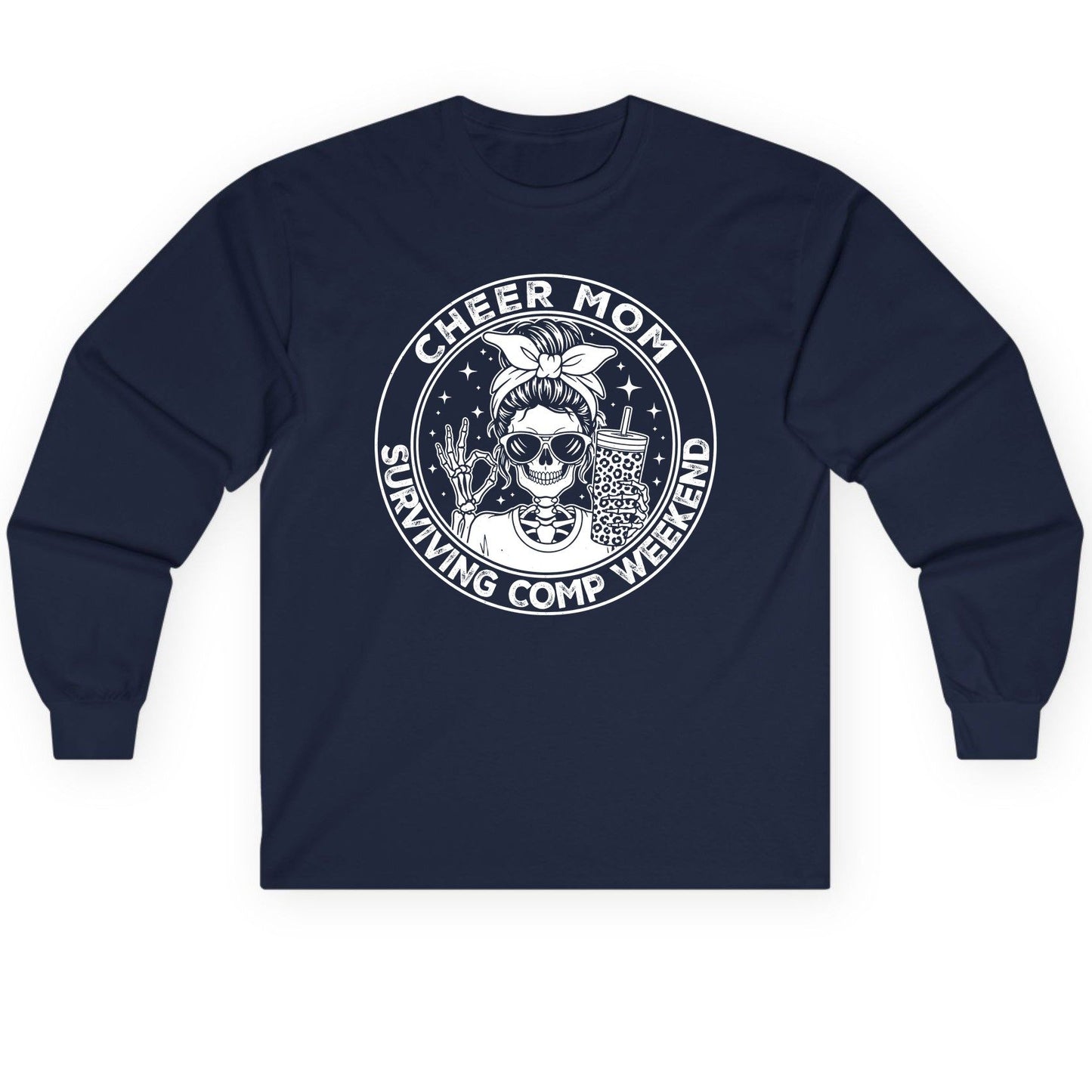 Cheer Mom Surviving Comp Weekend cheer mom Long Sleeve Tee Navy product mockup
