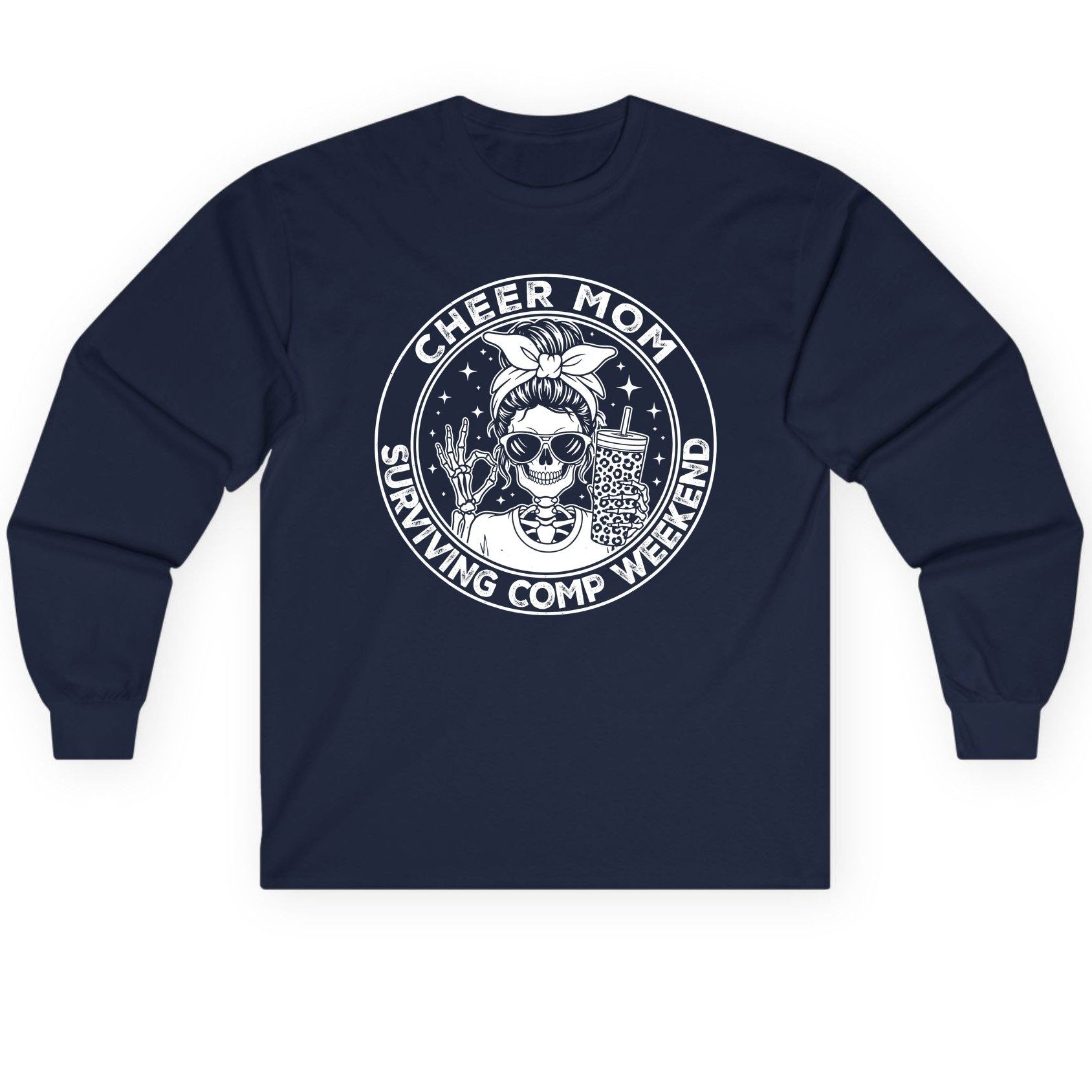Cheer Mom Surviving Comp Weekend cheer mom Long Sleeve Tee Navy product mockup