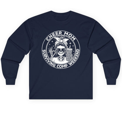 Cheer Mom Surviving Comp Weekend cheer mom Long Sleeve Tee Navy product mockup